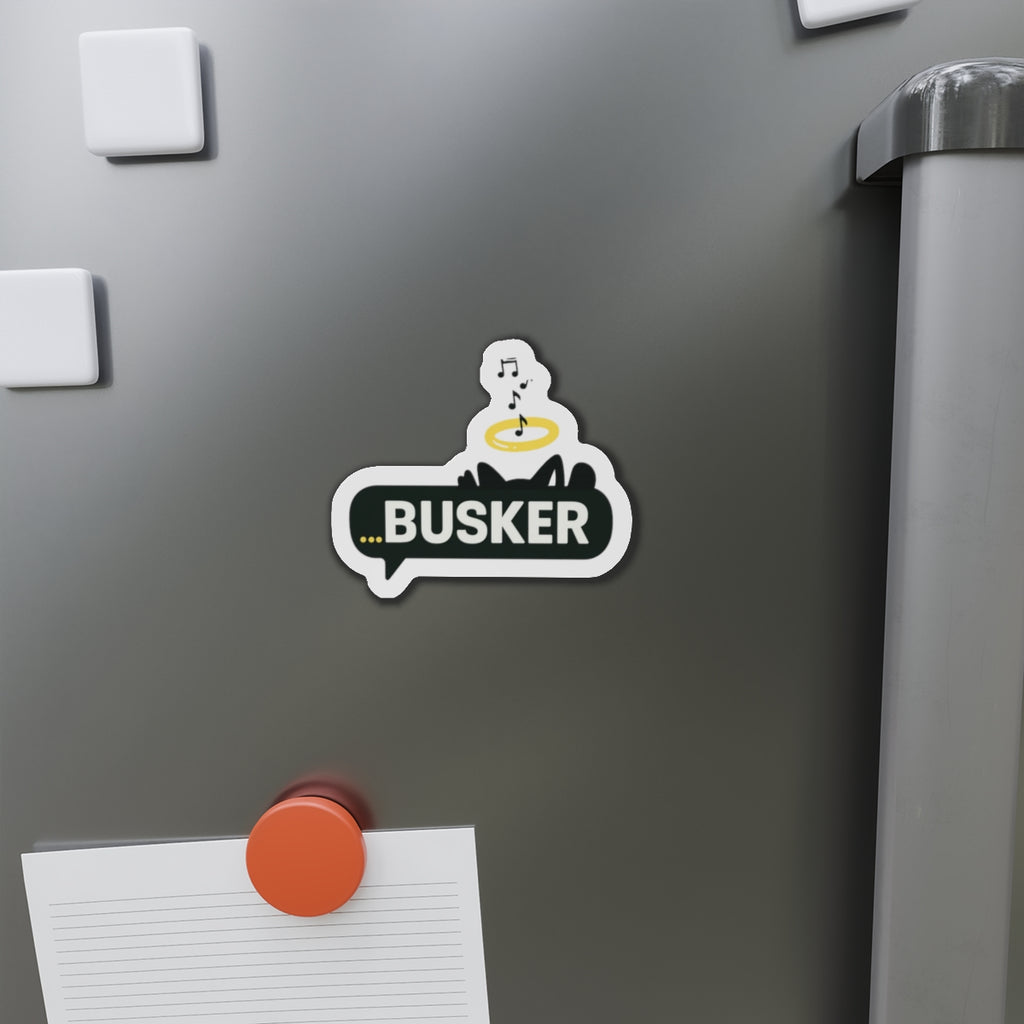 Busker Die-Cut Magnet, Musical Decor for Fridge, Gift for Musicians, Cute Magnet for Music Lovers, Home and Office Decor