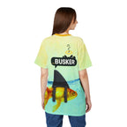 Goldfish Busker Unisex Tee, Fun Graphic T-Shirt, Music Lover Gift, Quirky Ocean Apparel, Summer Vibes Shirt, Unique Beachwear