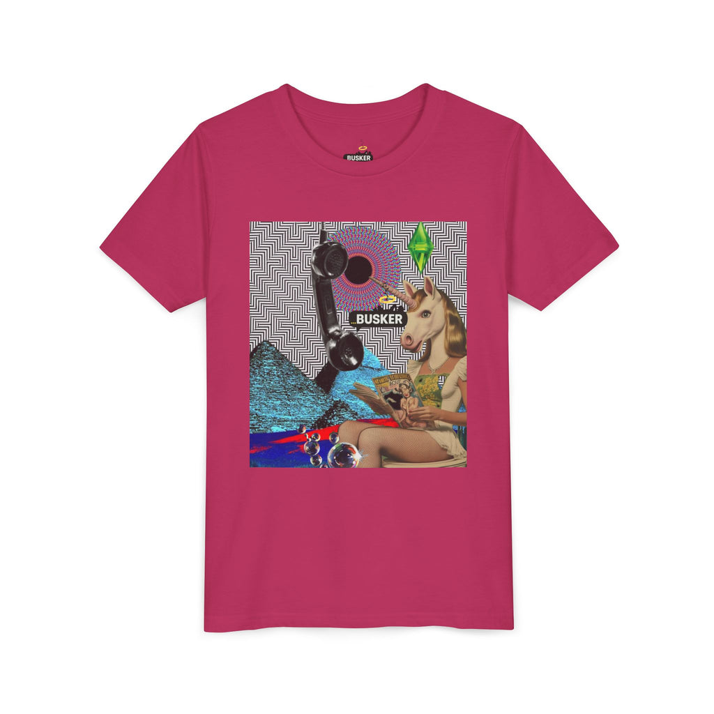 Youth Graphic Tee with Fun 'Busker' Design, Cool Summer Shirt, Gifts for Kids, Festival Attire, Trendy Youthwear