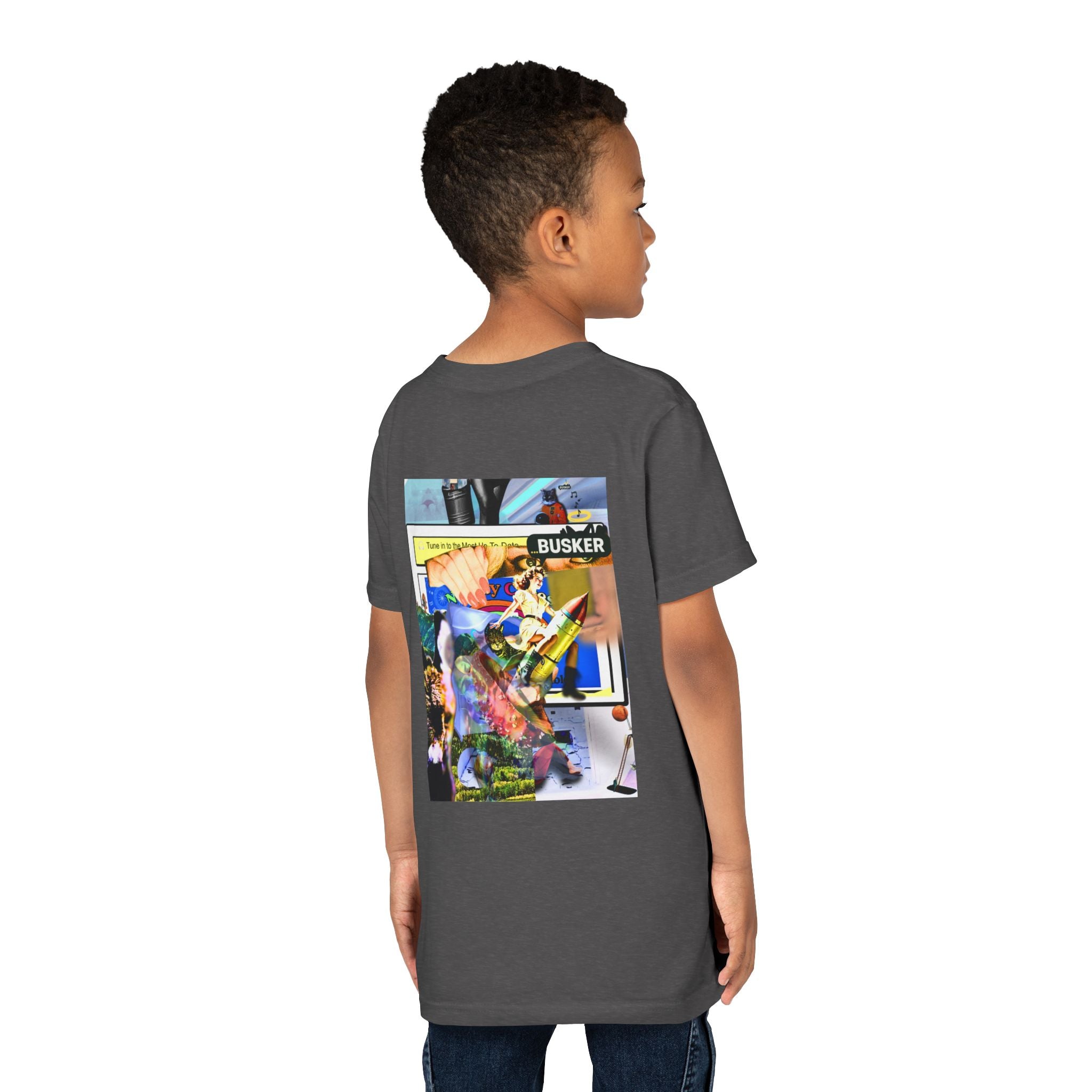 Colorful Youth Short Sleeve Tee - "Busker" Graphic Art Top