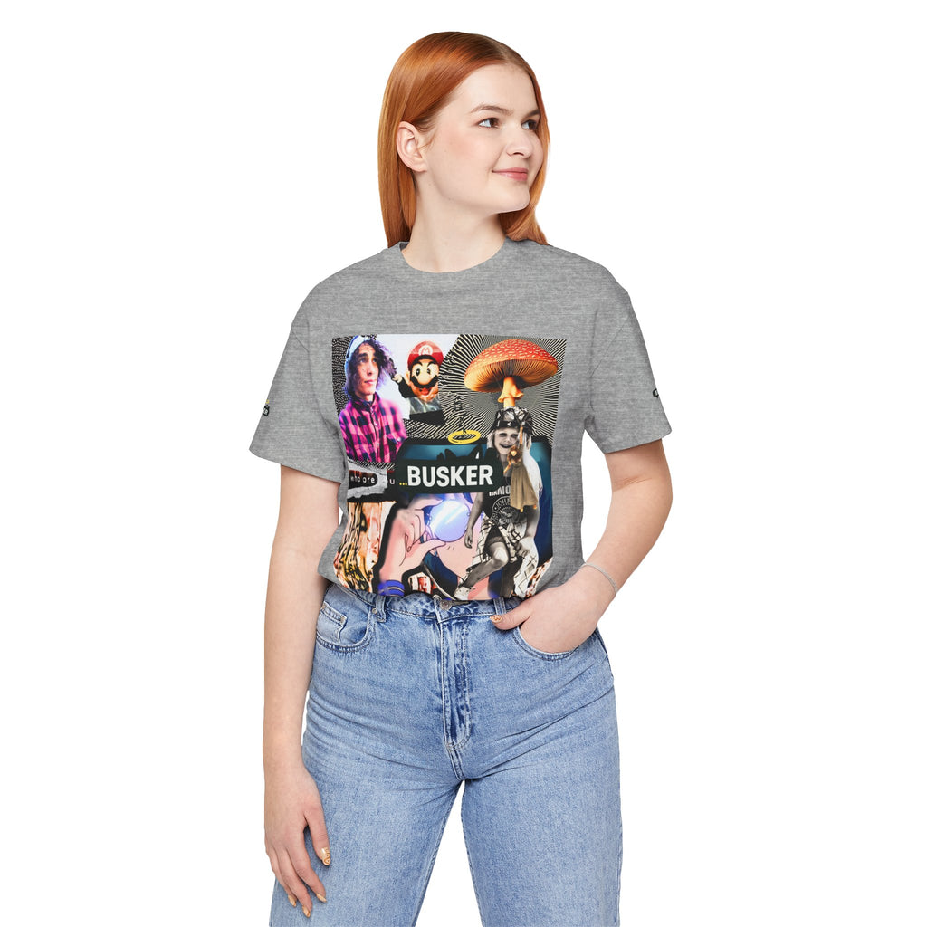 Busker Vibe Unisex Tee - Music & Art Collage Design