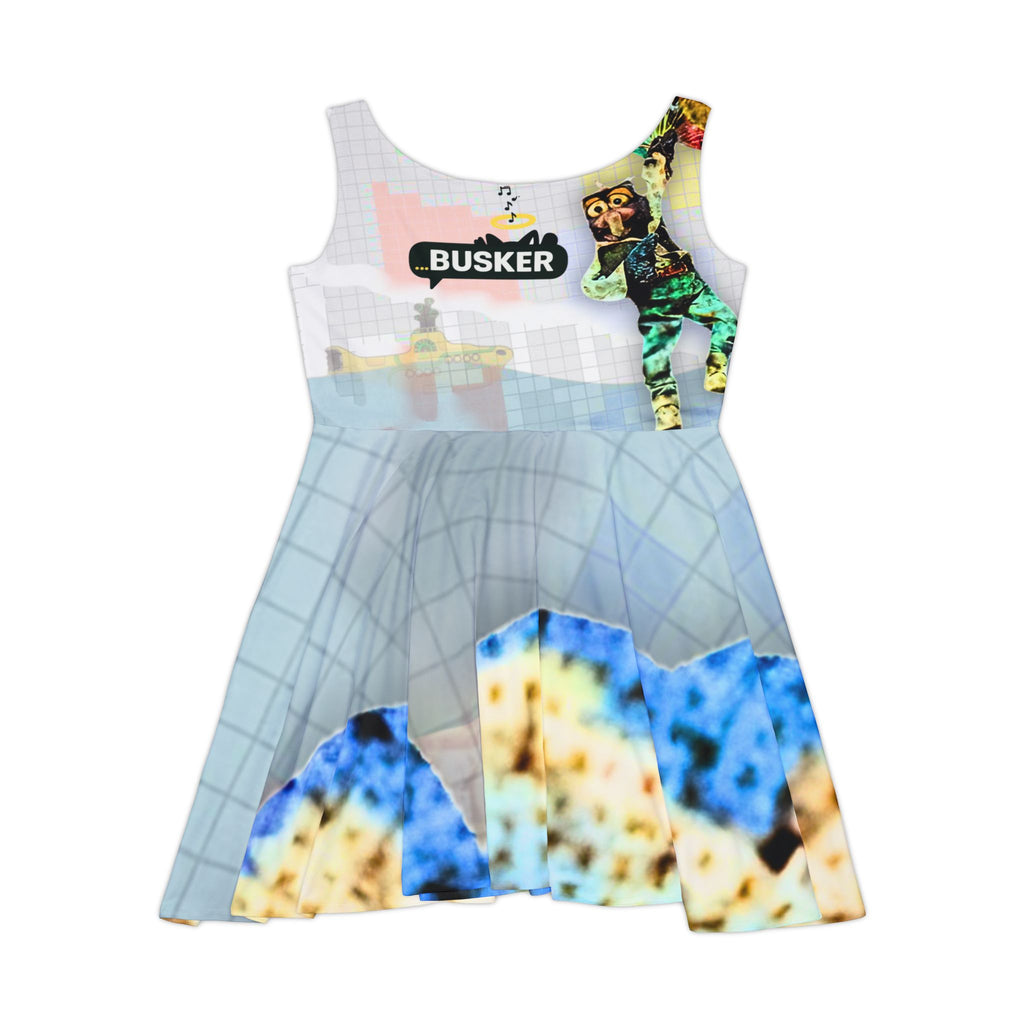 Vibrant Women's Skater Dress with Busker Design