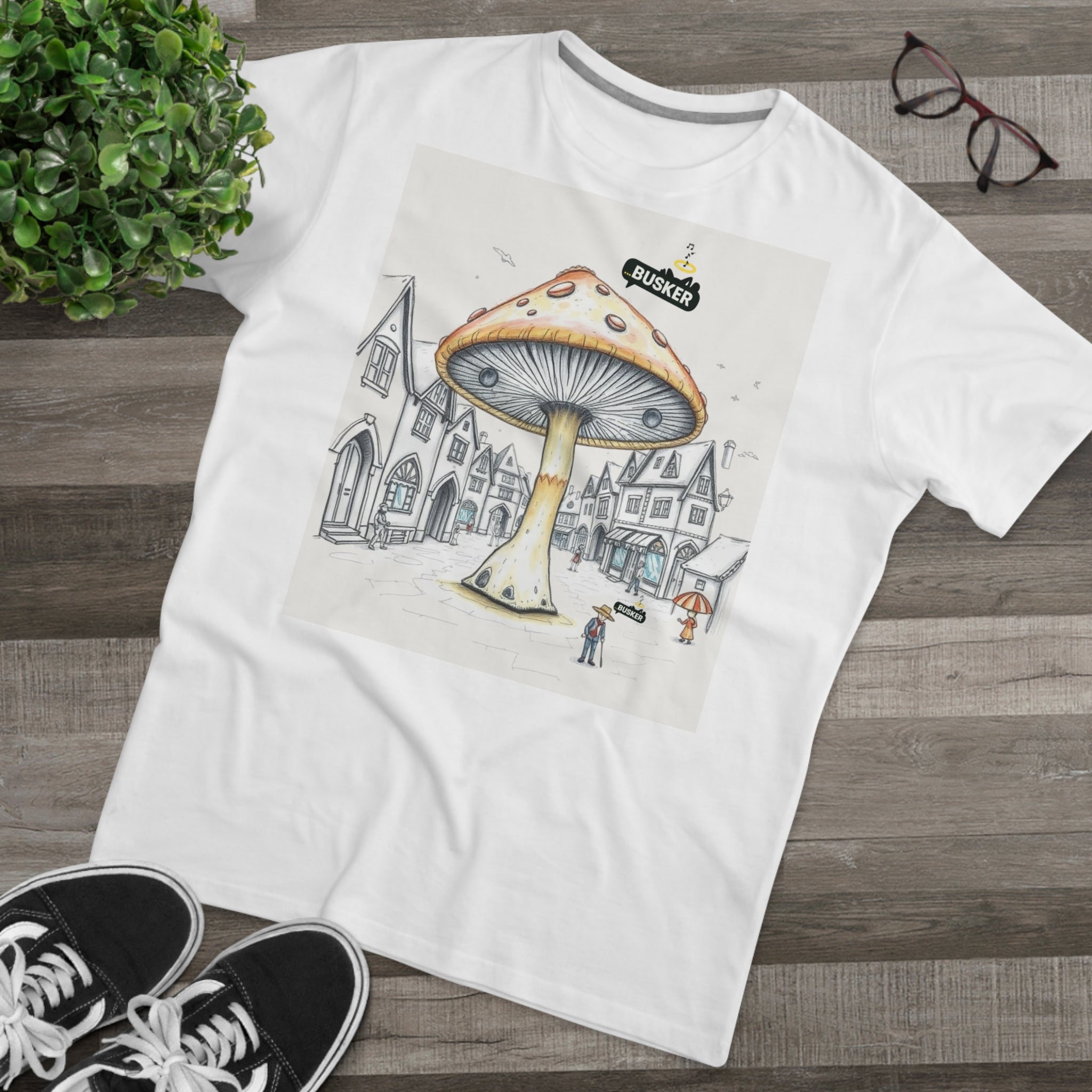 Creative Busker-Inspired Tee for Art Lovers, Stylish Streetwear for Festivals, Unique Gift for Dreamers, Mushroom Graphic T-Shirt, [...]