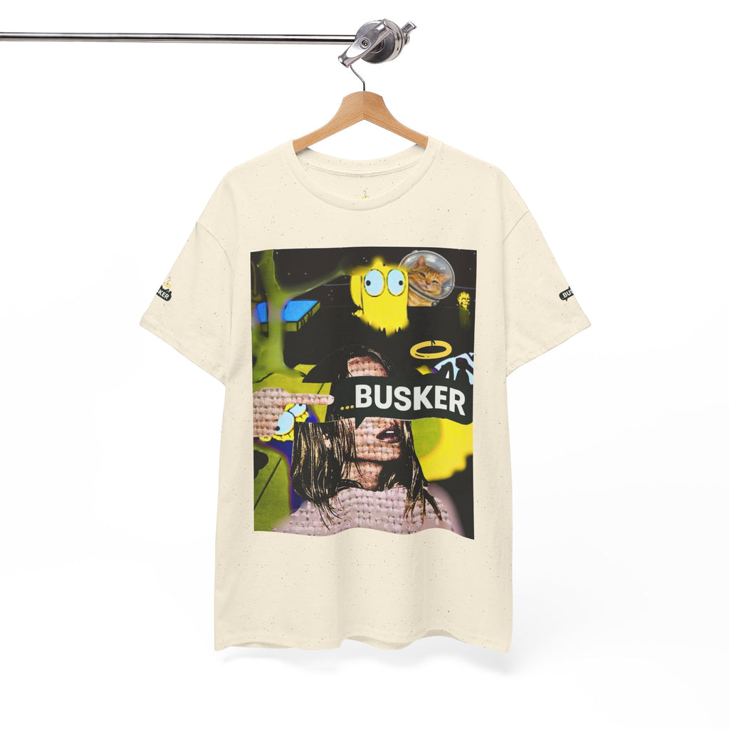 Artistic Unisex Heavy Cotton Tee - 'BUSKER' Graphic Design