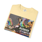 Vibrant Busker T-Shirt, Unisex Graphic Tee, Street Art Inspired Apparel, Casual Wear, Summer Festival Clothing