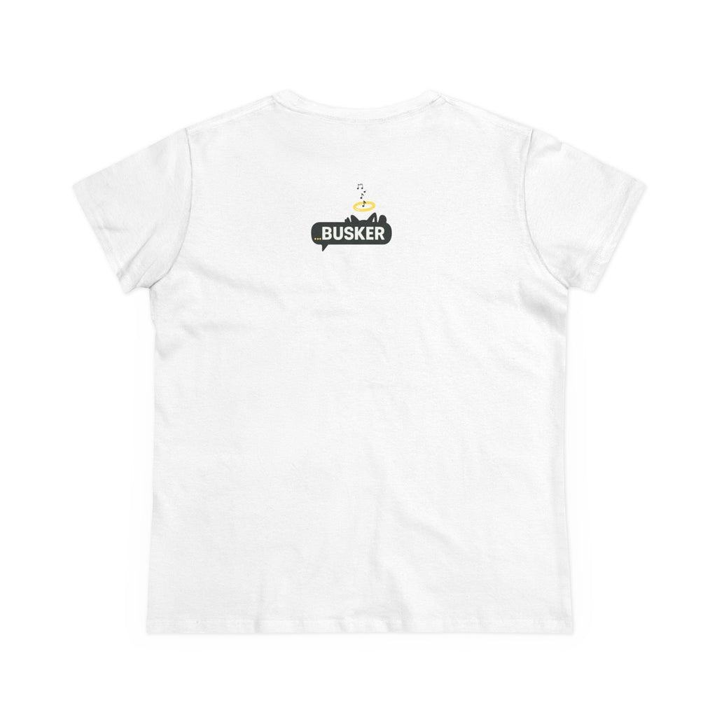 Busker Graphic Cotton Tee for Music Lovers, Vintage Style Summer Shirt, Perfect Gift for Concerts and Festivals, Casual Women's Top, [...]