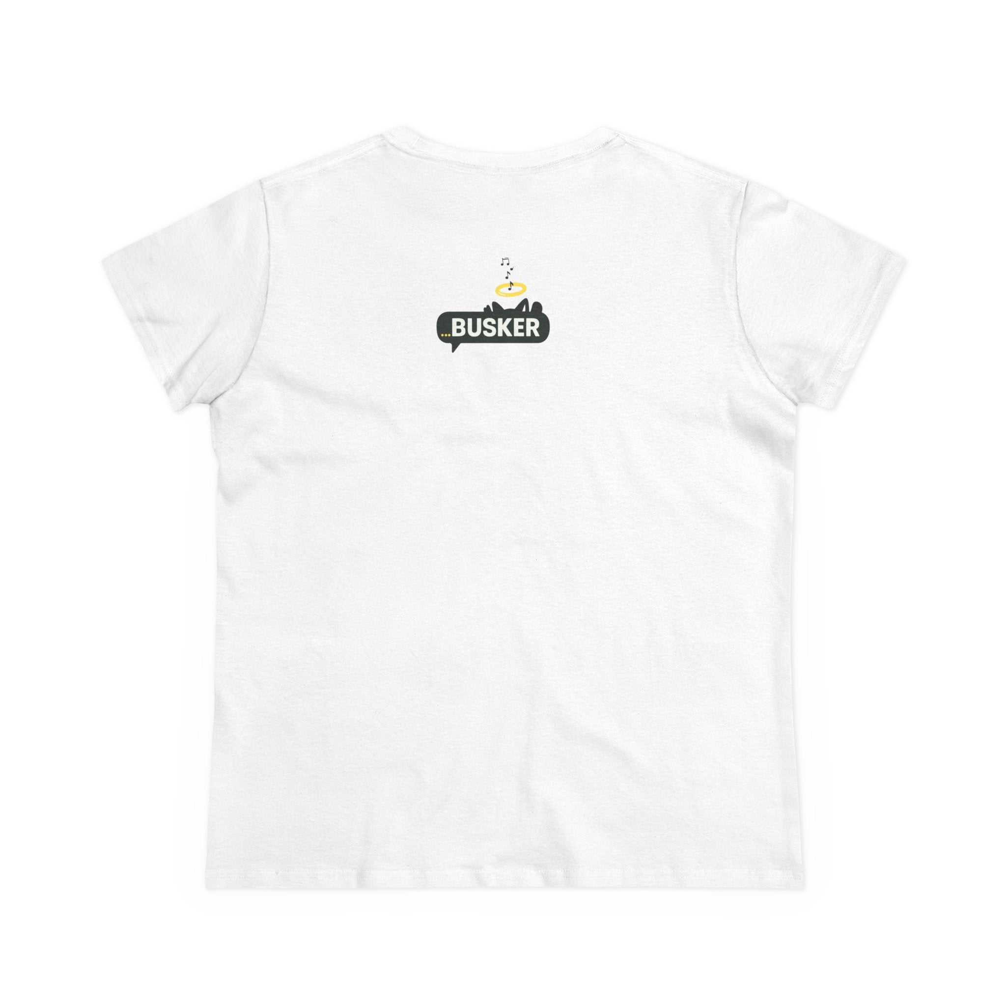 Busker Graphic Cotton Tee for Music Lovers, Vintage Style Summer Shirt, Perfect Gift for Concerts and Festivals, Casual Women's Top, [...]