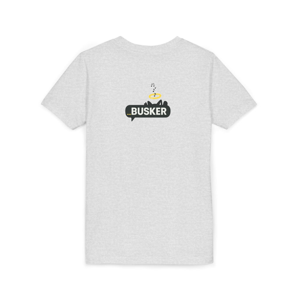 Youth Graphic Tee with Fun 'Busker' Design, Cool Summer Shirt, Gifts for Kids, Festival Attire, Trendy Youthwear