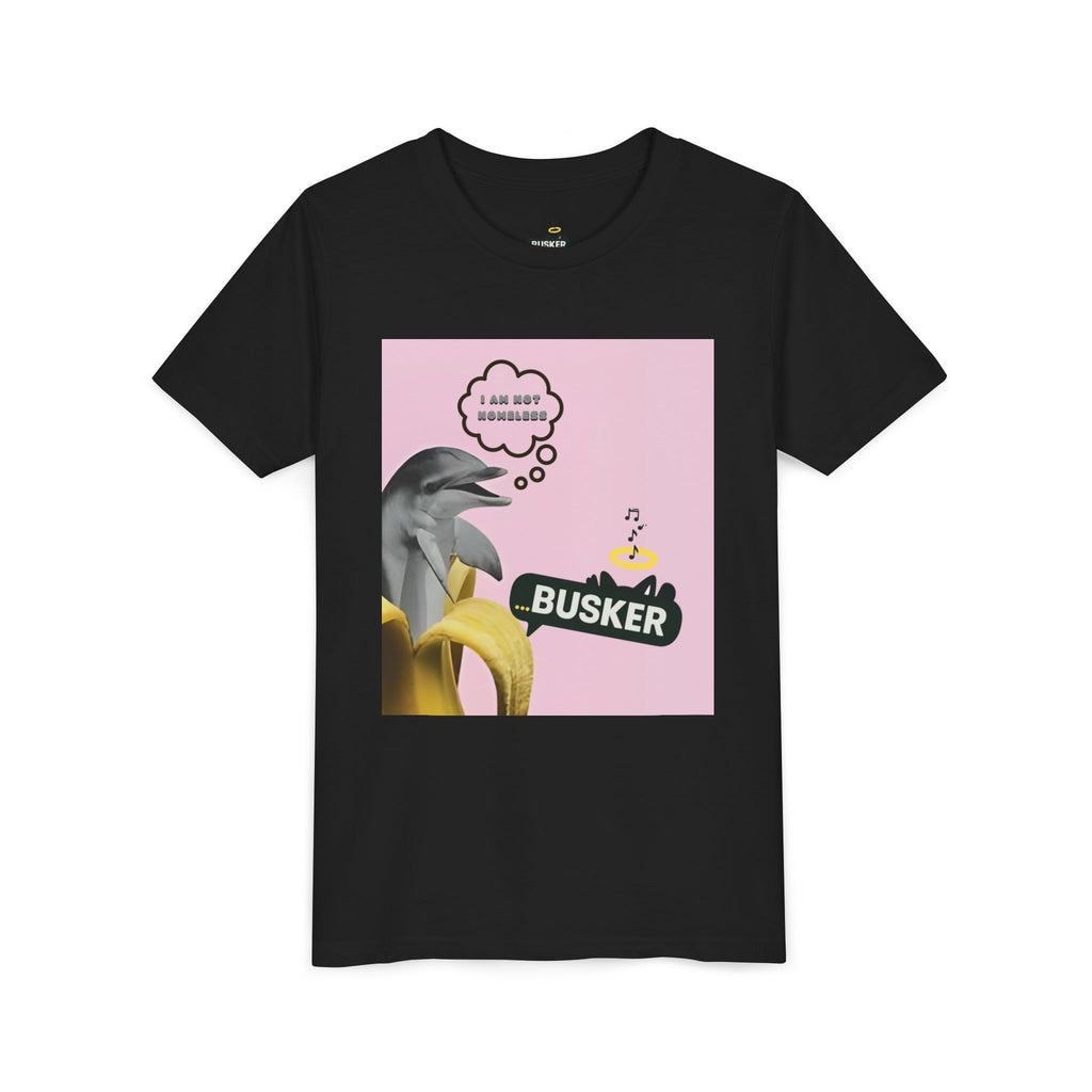 Busker Youth Tee, Fun Kids Shirt, Music Lover Gift, Summer Outfit, Creative Kids Clothing, Unique Graphic Tee