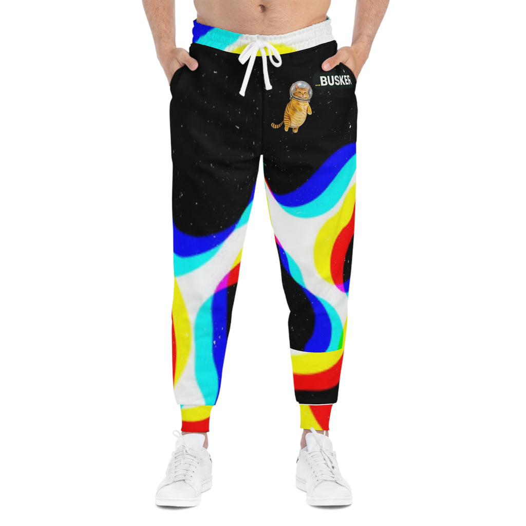 Colorful Cat Print Athletic Joggers, Trendy Loungewear, Comfortable Workout Pants, Fun Gift for Cat Lovers, Unique Activewear