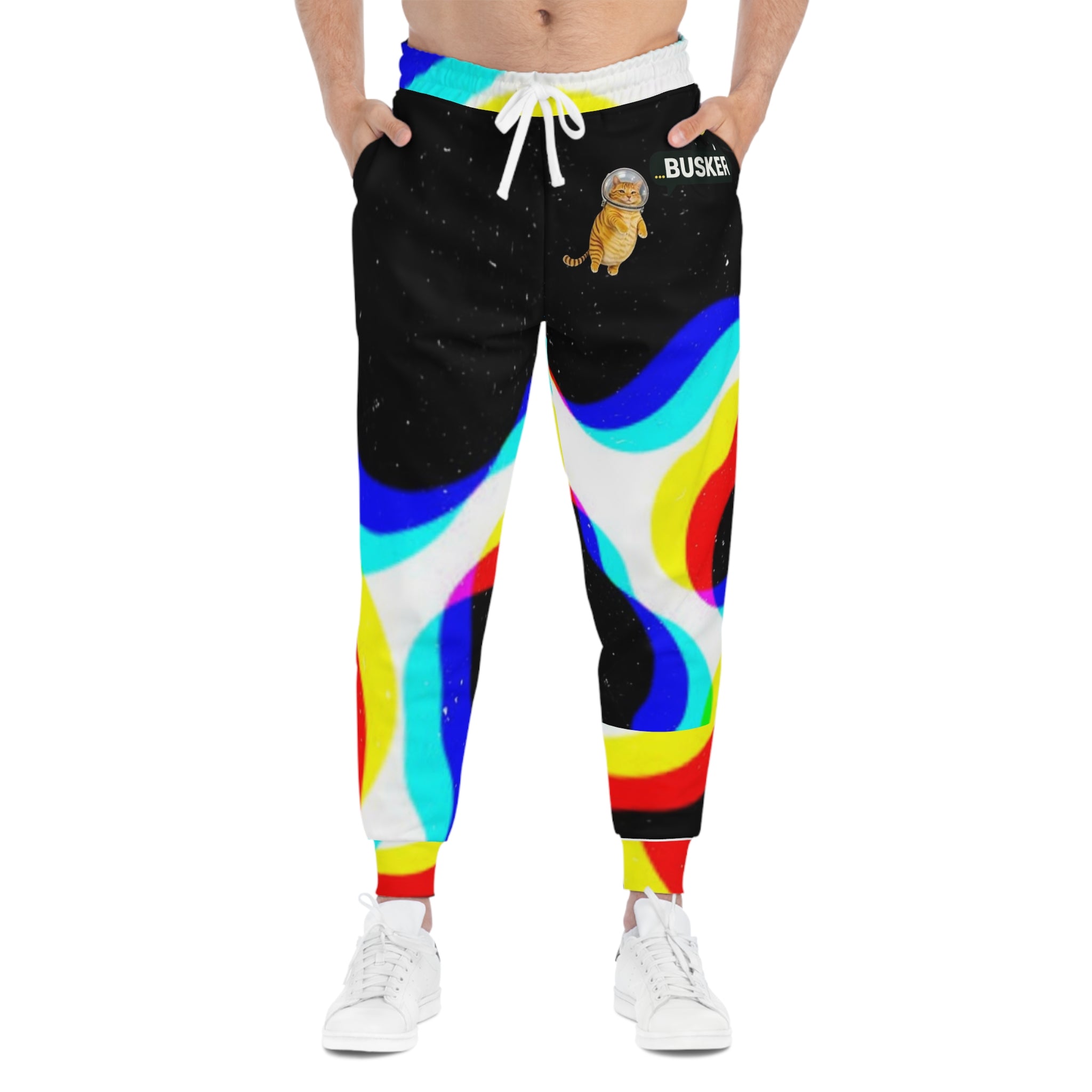 Colorful Cat Print Athletic Joggers, Trendy Loungewear, Comfortable Workout Pants, Fun Gift for Cat Lovers, Unique Activewear