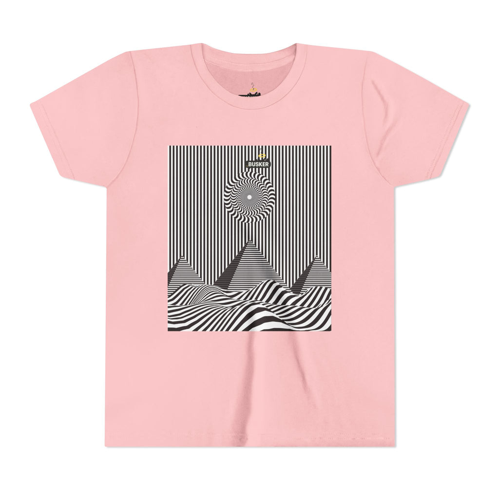 Stylish Youth Tee with Sunset Geometric Design, Summer Apparel, Kids Fashion, Gift for Birthdays, Fun Casual Wear, Graphic Tee