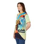 Unique Graphic Tee, Fun AOP T-Shirt, Youthful Streetwear, Urban Casual Wear, Perfect for Festivals, Summer Vibe Shirt