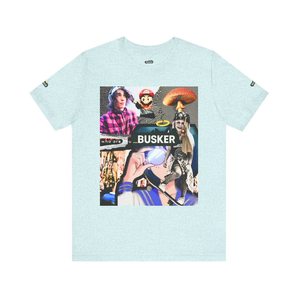 Busker Vibe Unisex Tee - Music & Art Collage Design
