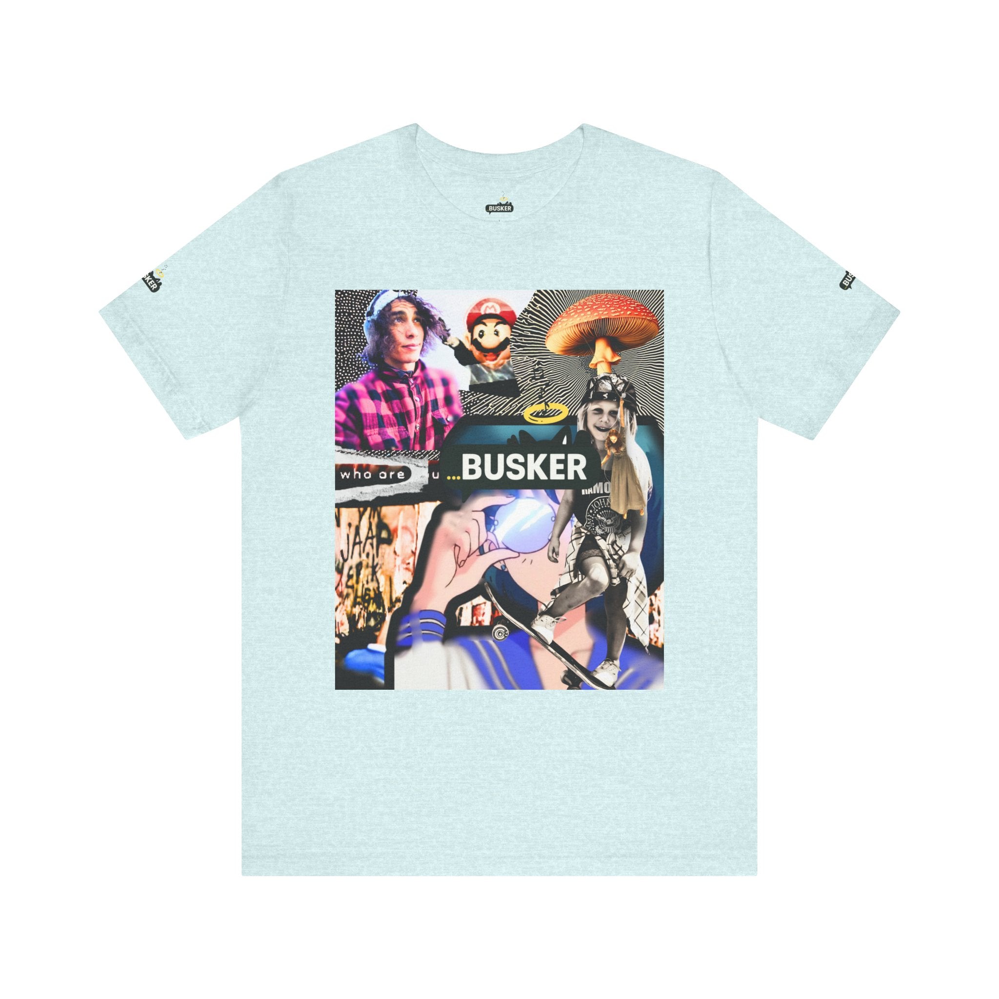 Busker Vibe Unisex Tee - Music & Art Collage Design