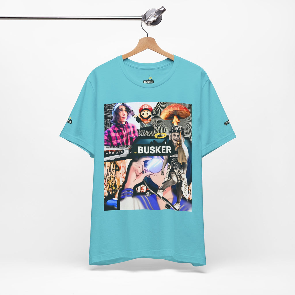 Busker Vibe Unisex Tee - Music & Art Collage Design
