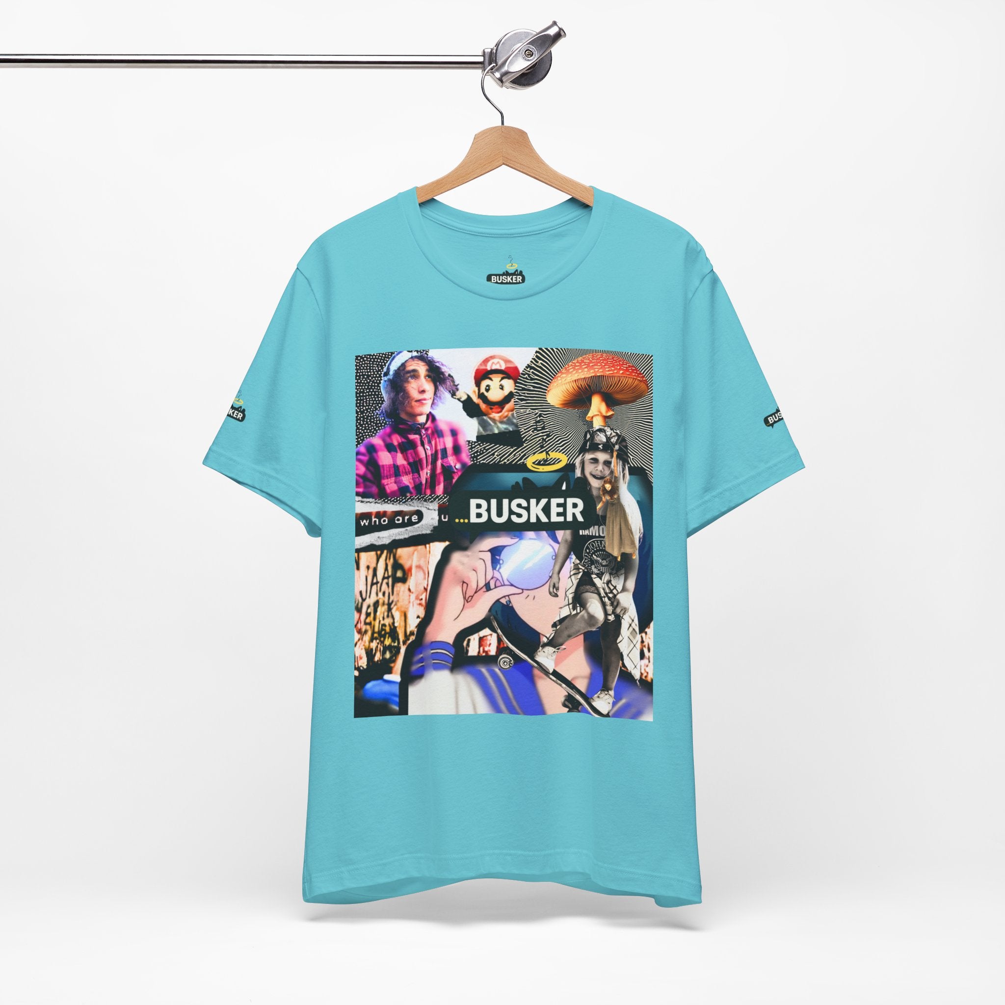 Busker Vibe Unisex Tee - Music & Art Collage Design