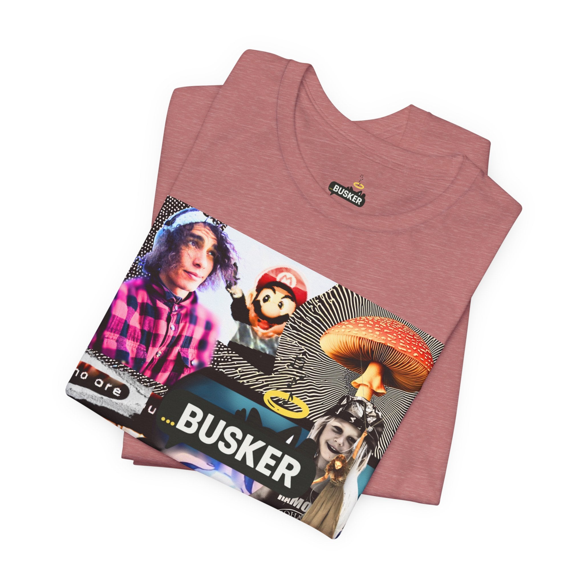 Busker Vibe Unisex Tee - Music & Art Collage Design