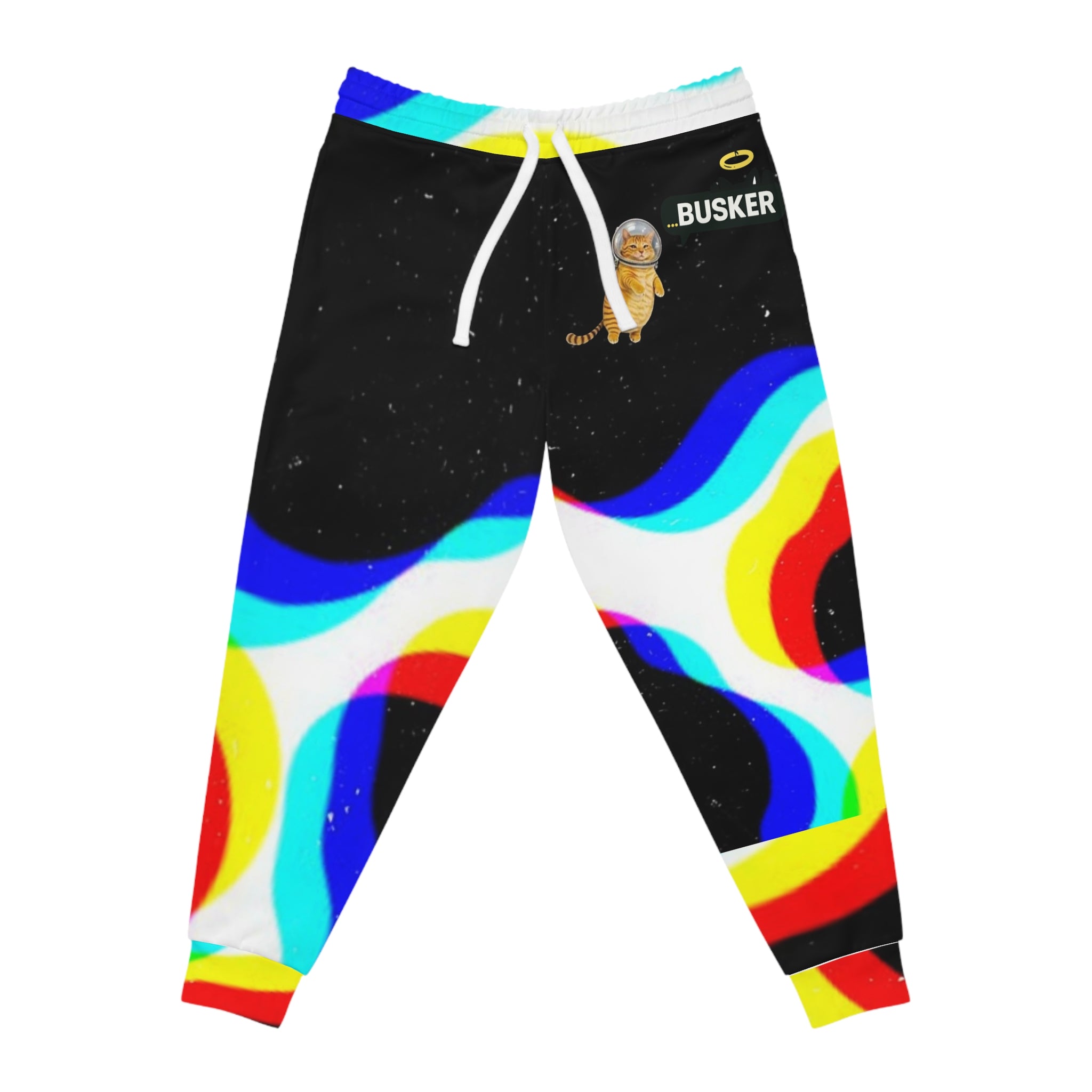 Colorful Cat Print Athletic Joggers, Trendy Loungewear, Comfortable Workout Pants, Fun Gift for Cat Lovers, Unique Activewear