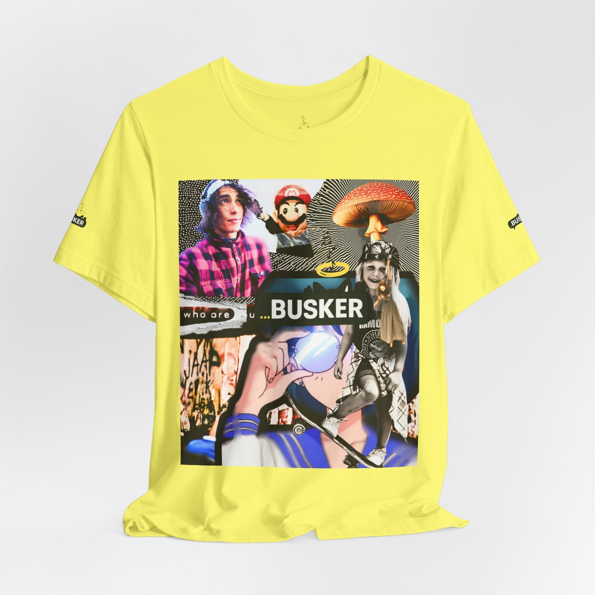 Busker Vibe Unisex Tee - Music & Art Collage Design