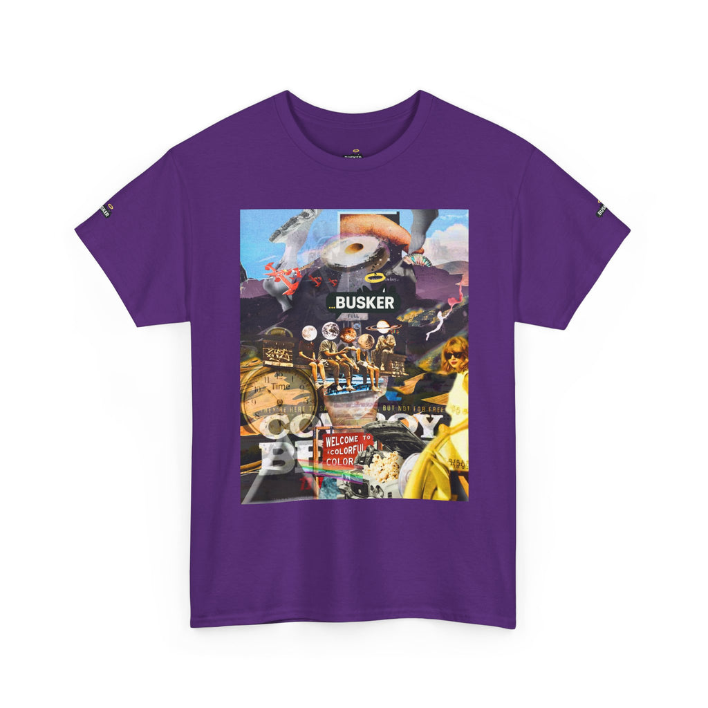 Busker Collage Graphic Tee — Vintage Music Poster Streetwear
