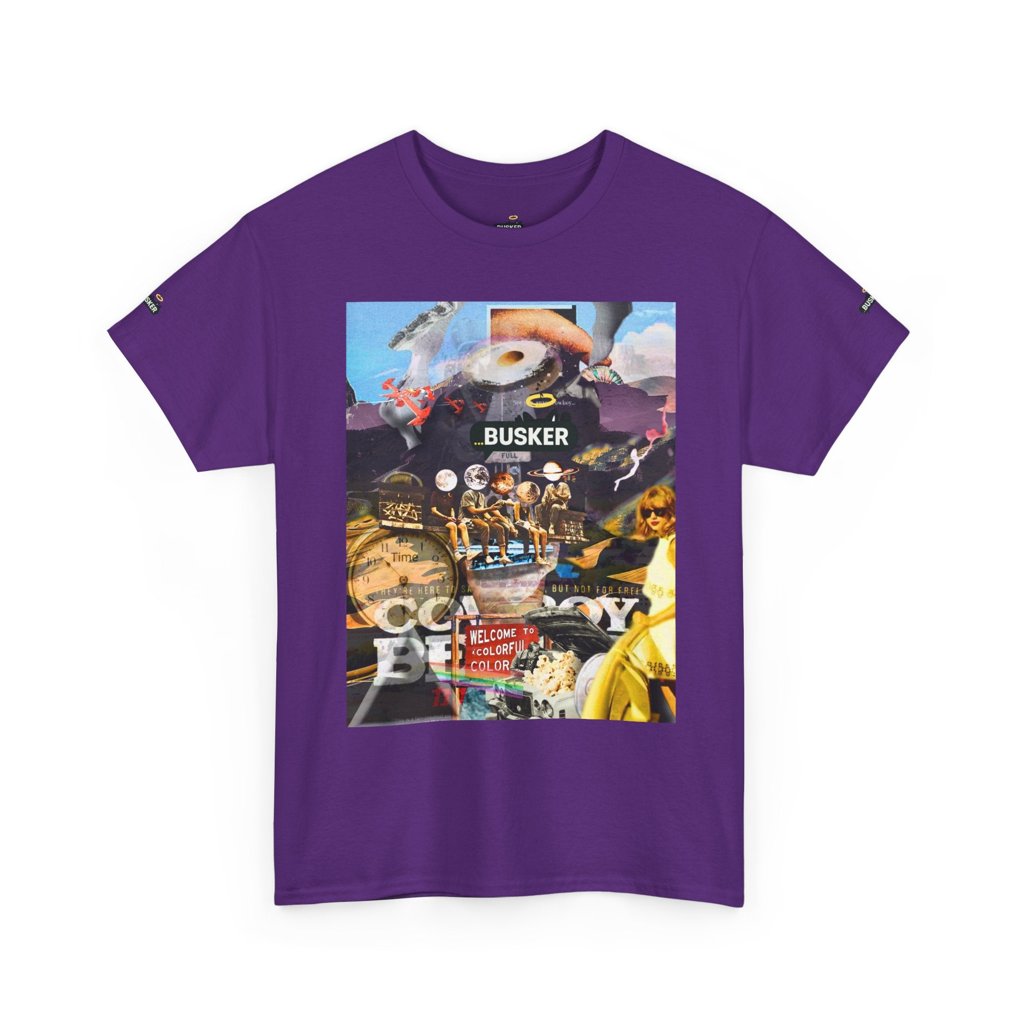 Busker Collage Graphic Tee — Vintage Music Poster Streetwear