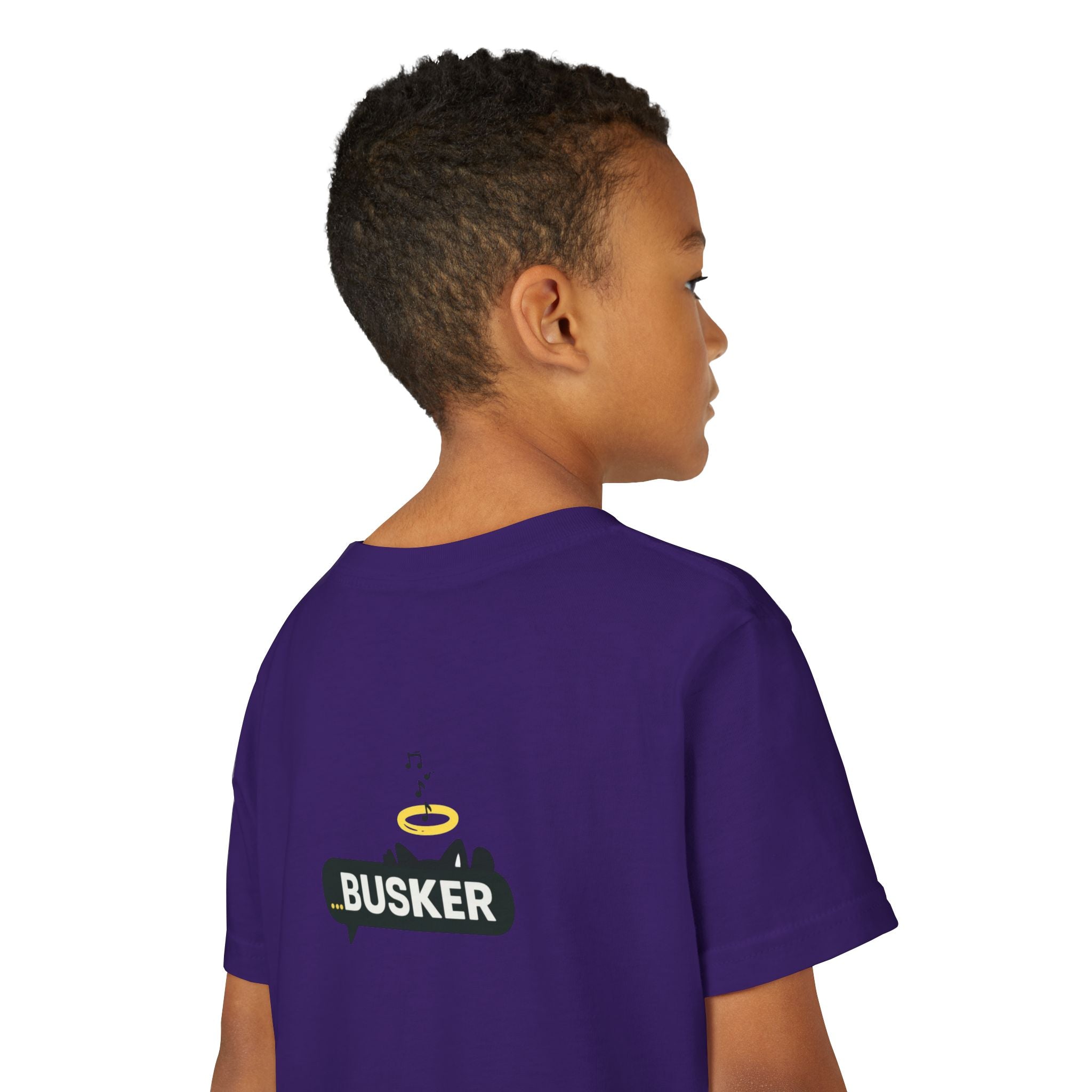 Youth Graphic Tee with Fun 'Busker' Design, Cool Summer Shirt, Gifts for Kids, Festival Attire, Trendy Youthwear