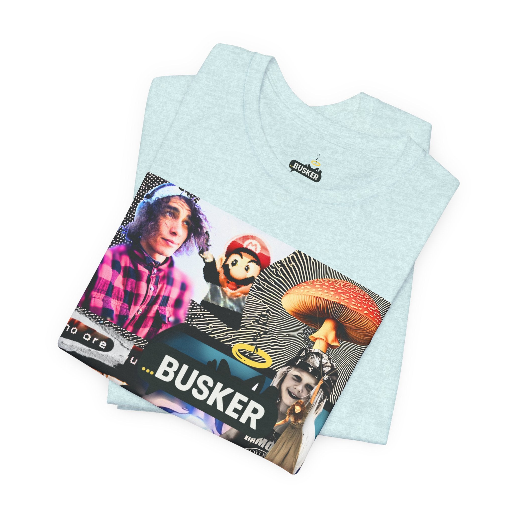 Busker Vibe Unisex Tee - Music & Art Collage Design