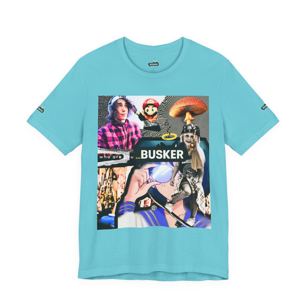Busker Vibe Unisex Tee - Music & Art Collage Design