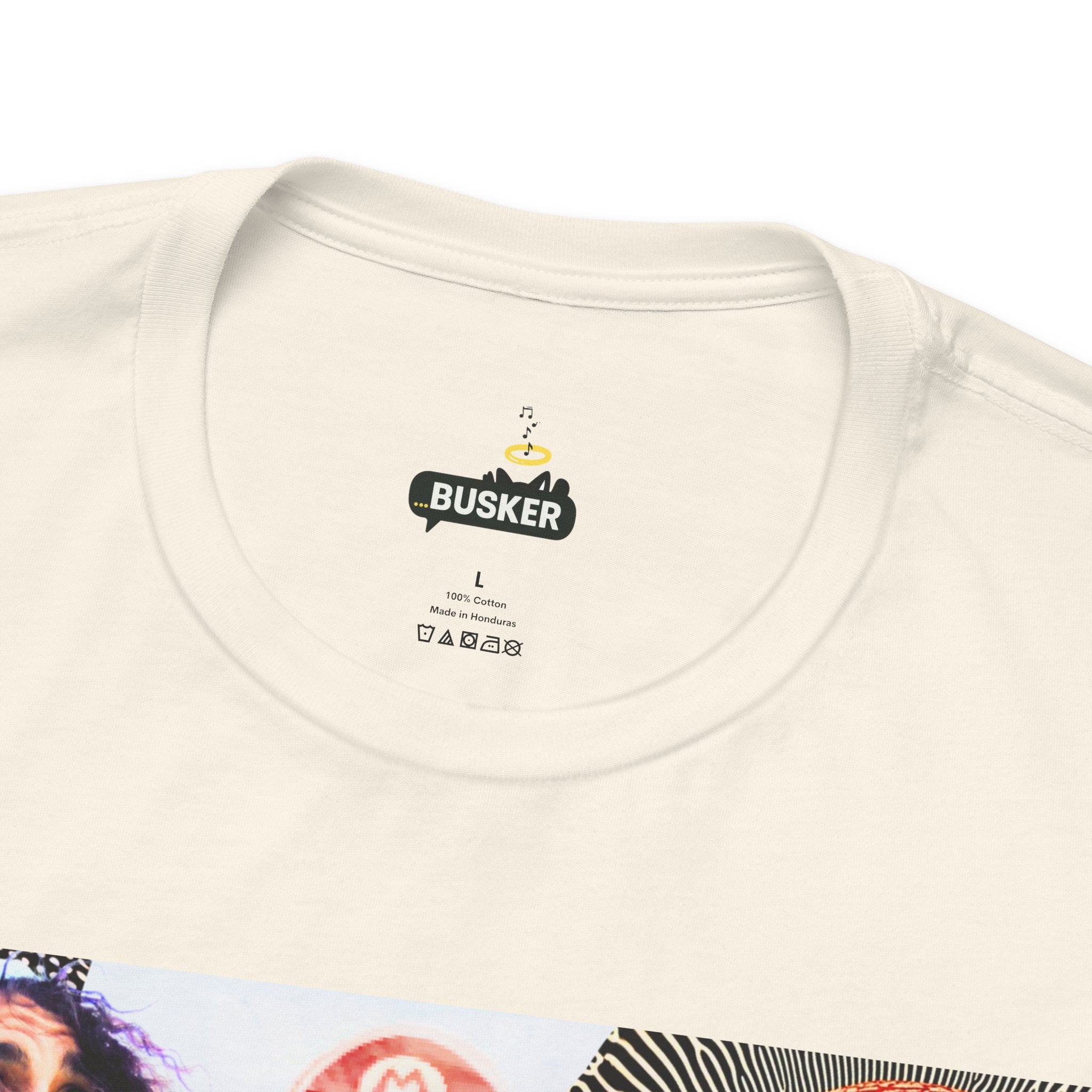 Busker Vibe Unisex Tee - Music & Art Collage Design