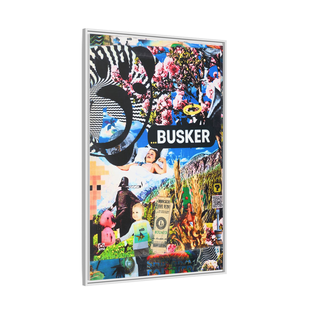 Busker Collage Matte Canvas Print — Framed Multi‑Color Wall Art