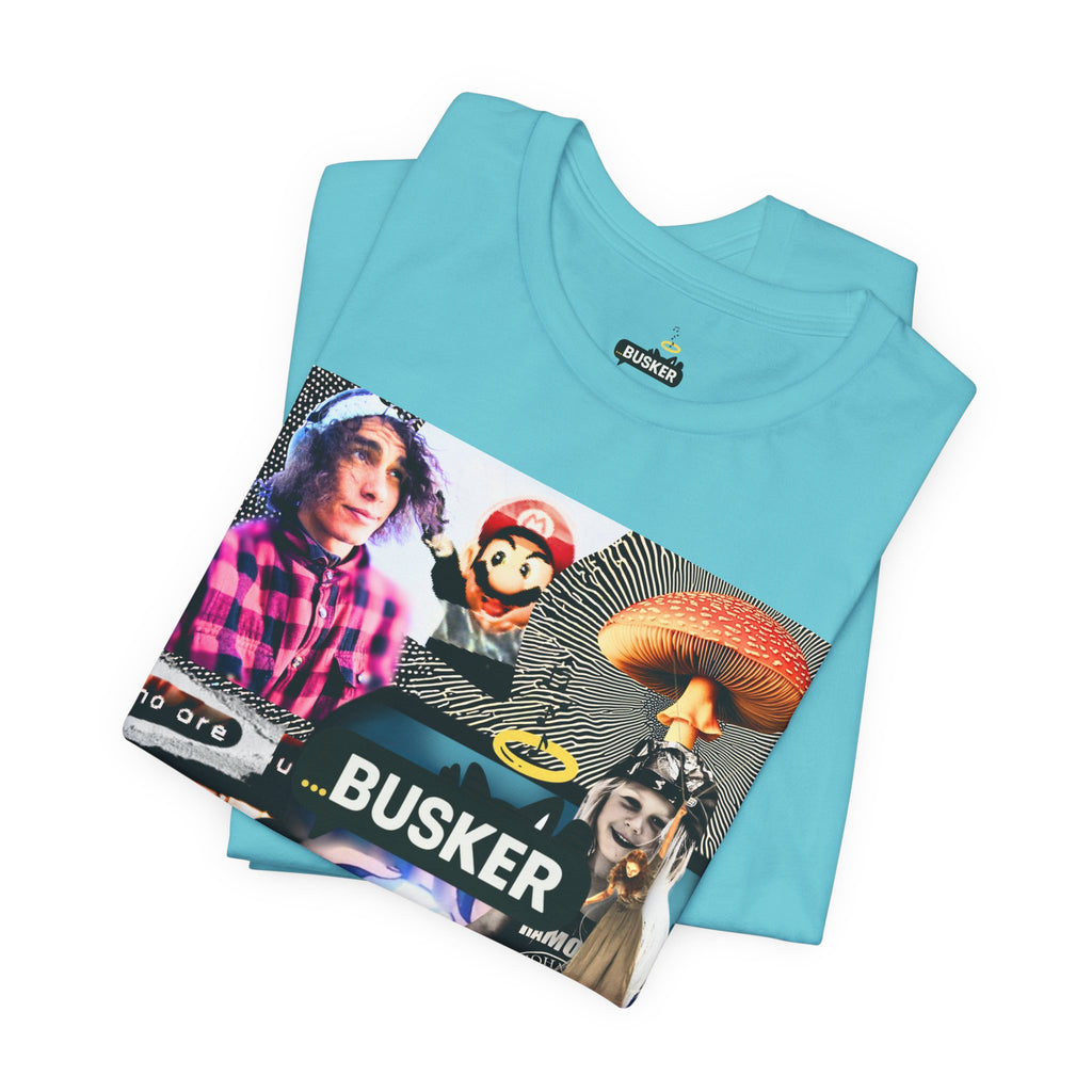 Busker Vibe Unisex Tee - Music & Art Collage Design