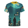 Cosmic Busker Unisex Tee, Galaxy T-Shirt, Sci-Fi Short Sleeve Shirt, Unique Graphic Top, Music Lover Gift, Street Performer Apparel