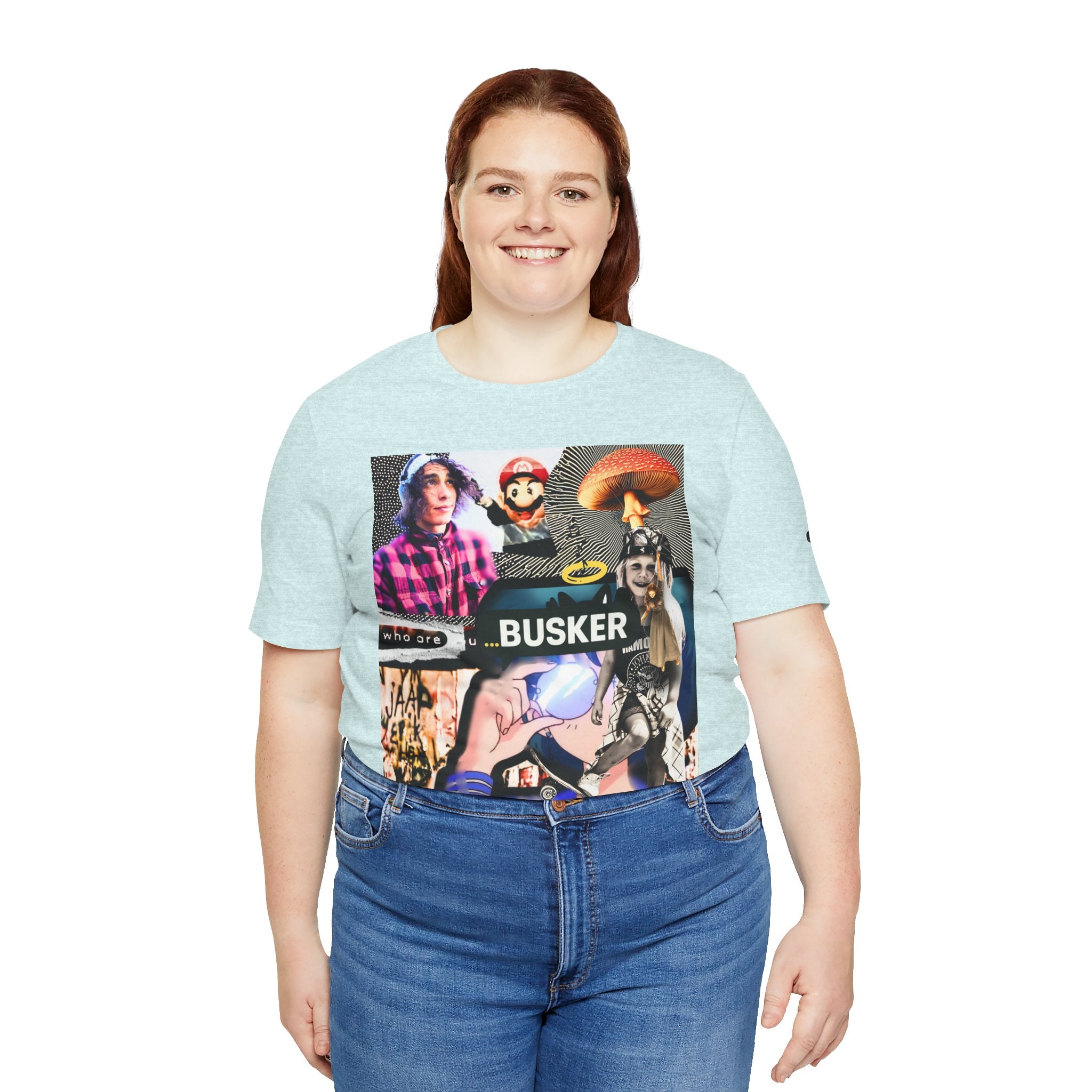 Busker Vibe Unisex Tee - Music & Art Collage Design