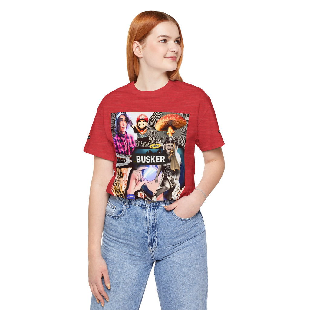 Busker Vibe Unisex Tee - Music & Art Collage Design