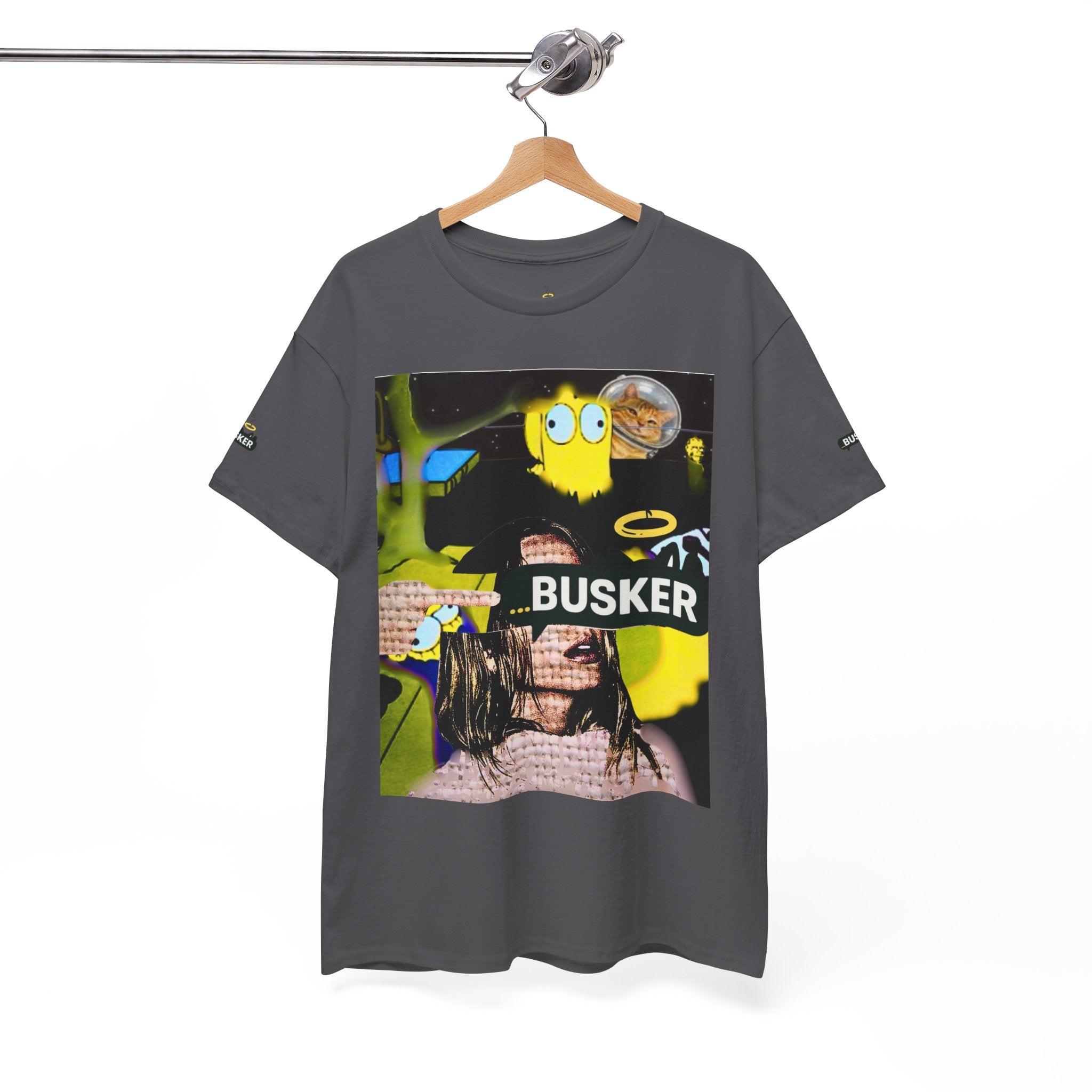 Artistic Unisex Heavy Cotton Tee - 'BUSKER' Graphic Design