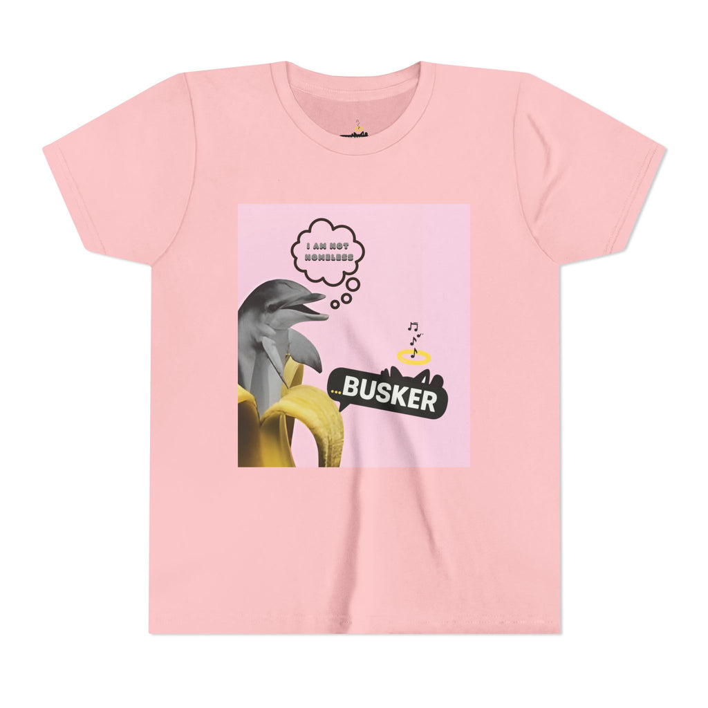 Busker Youth Tee, Fun Kids Shirt, Music Lover Gift, Summer Outfit, Creative Kids Clothing, Unique Graphic Tee