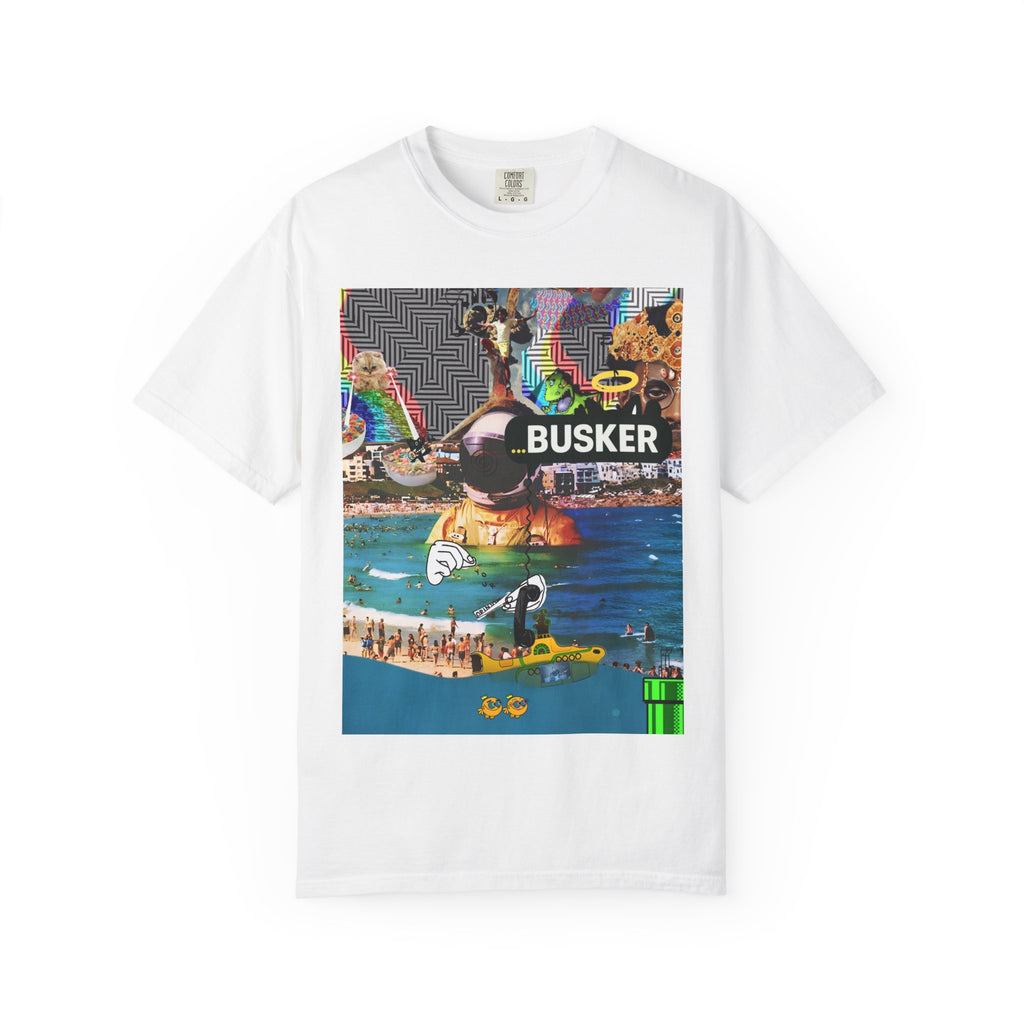 Vibrant Busker T-Shirt, Unisex Graphic Tee, Street Art Inspired Apparel, Casual Wear, Summer Festival Clothing