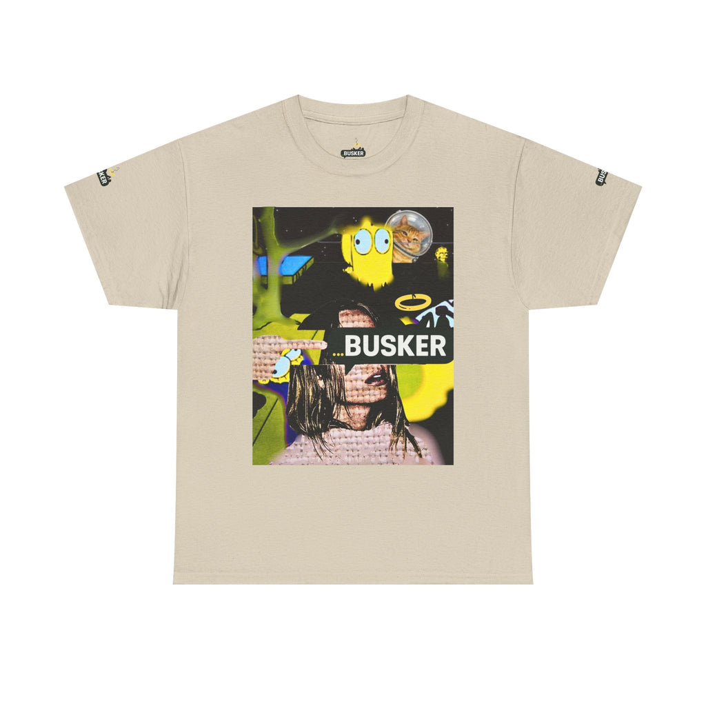 Artistic Unisex Heavy Cotton Tee - 'BUSKER' Graphic Design