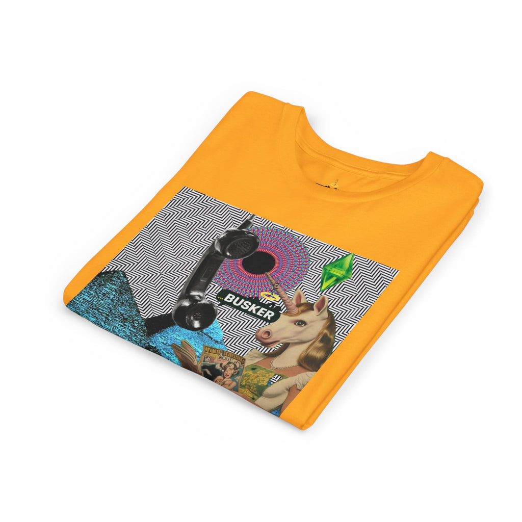Youth Graphic Tee with Fun 'Busker' Design, Cool Summer Shirt, Gifts for Kids, Festival Attire, Trendy Youthwear