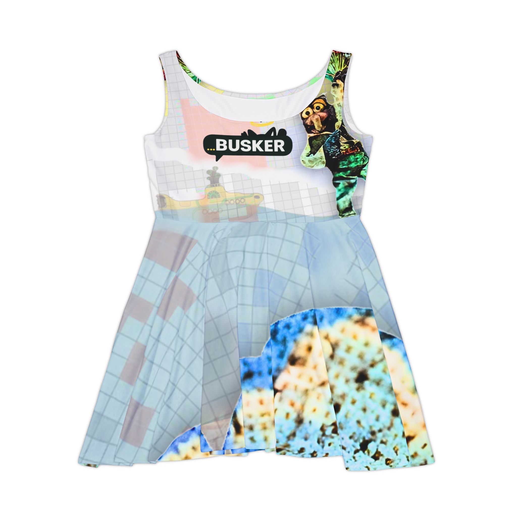 Vibrant Women's Skater Dress with Busker Design