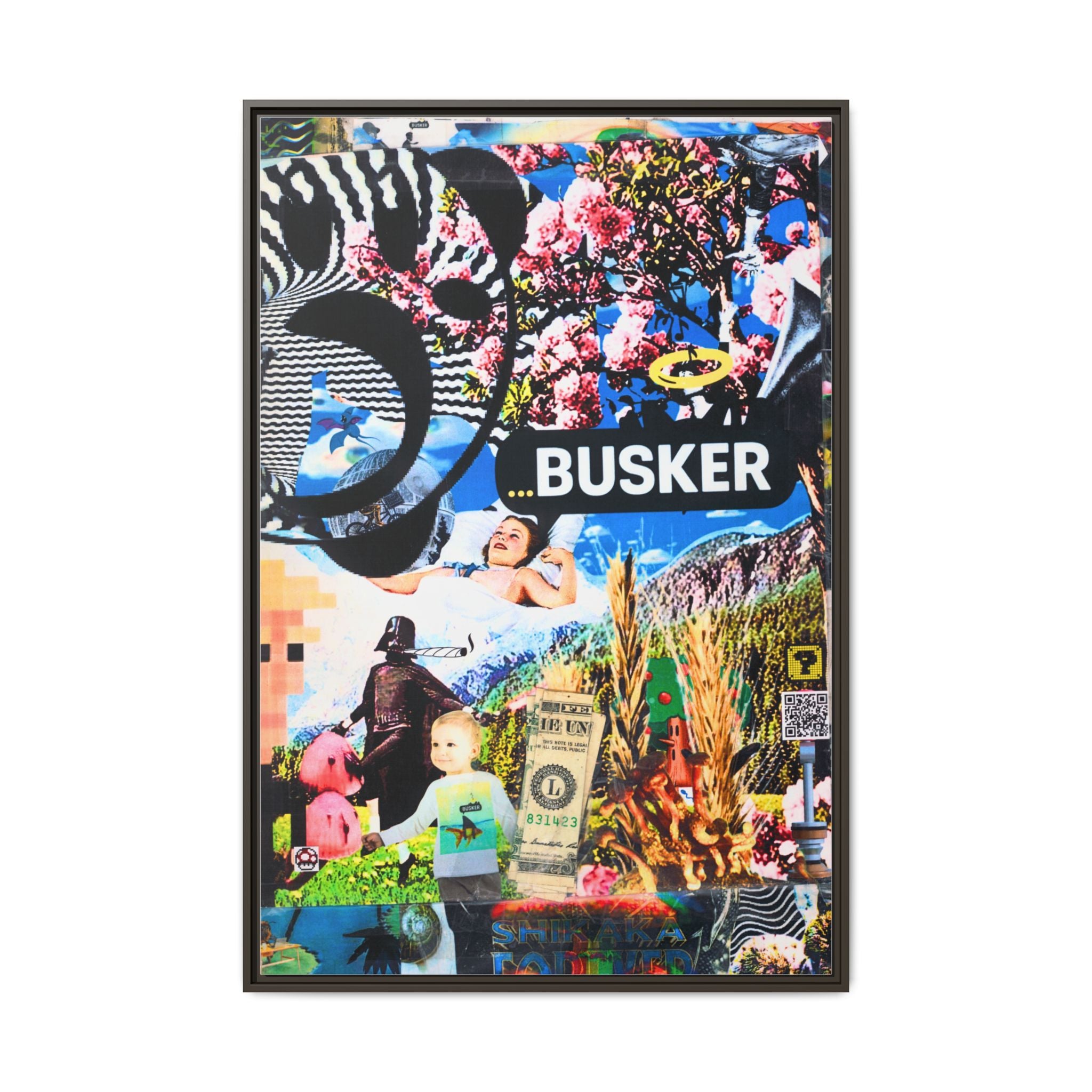 Busker Collage Matte Canvas Print — Framed Multi‑Color Wall Art