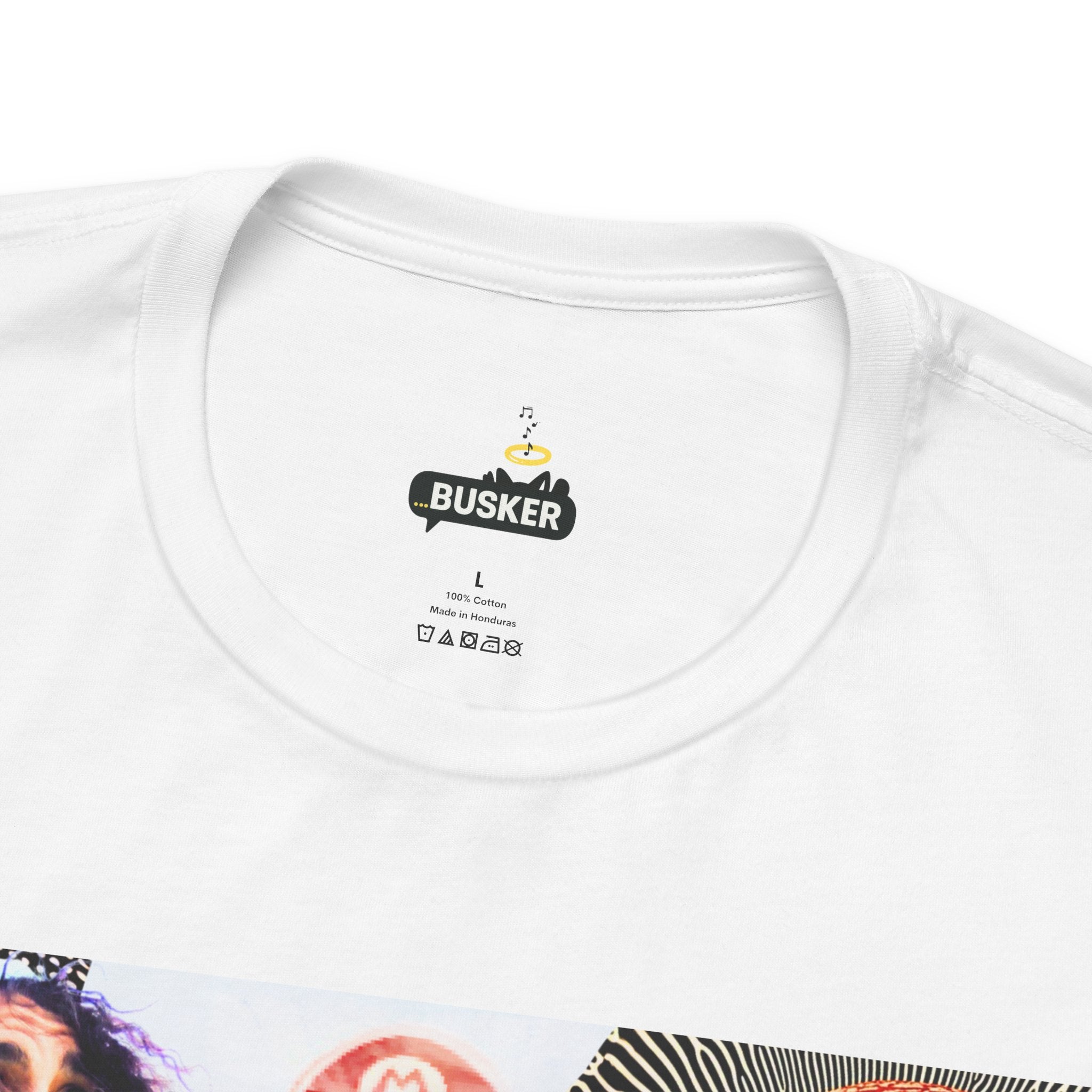 Busker Vibe Unisex Tee - Music & Art Collage Design