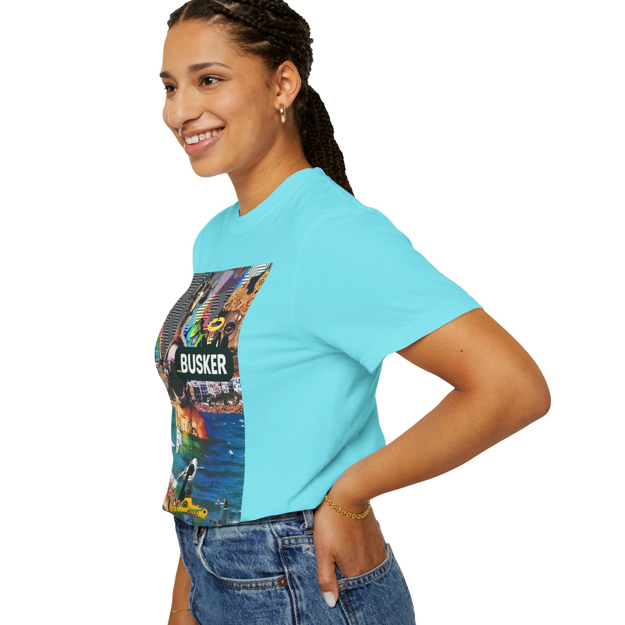 Vibrant Busker T-Shirt, Unisex Graphic Tee, Street Art Inspired Apparel, Casual Wear, Summer Festival Clothing