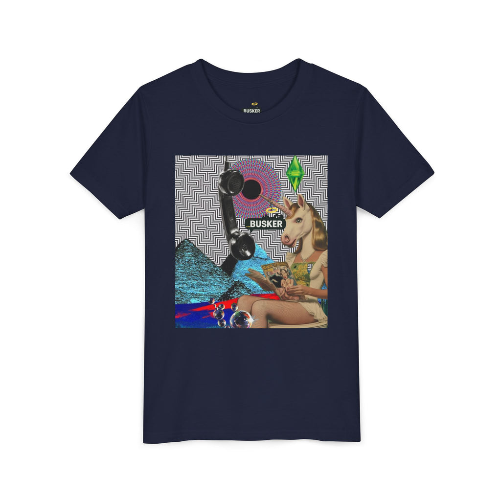 Youth Graphic Tee with Fun 'Busker' Design, Cool Summer Shirt, Gifts for Kids, Festival Attire, Trendy Youthwear