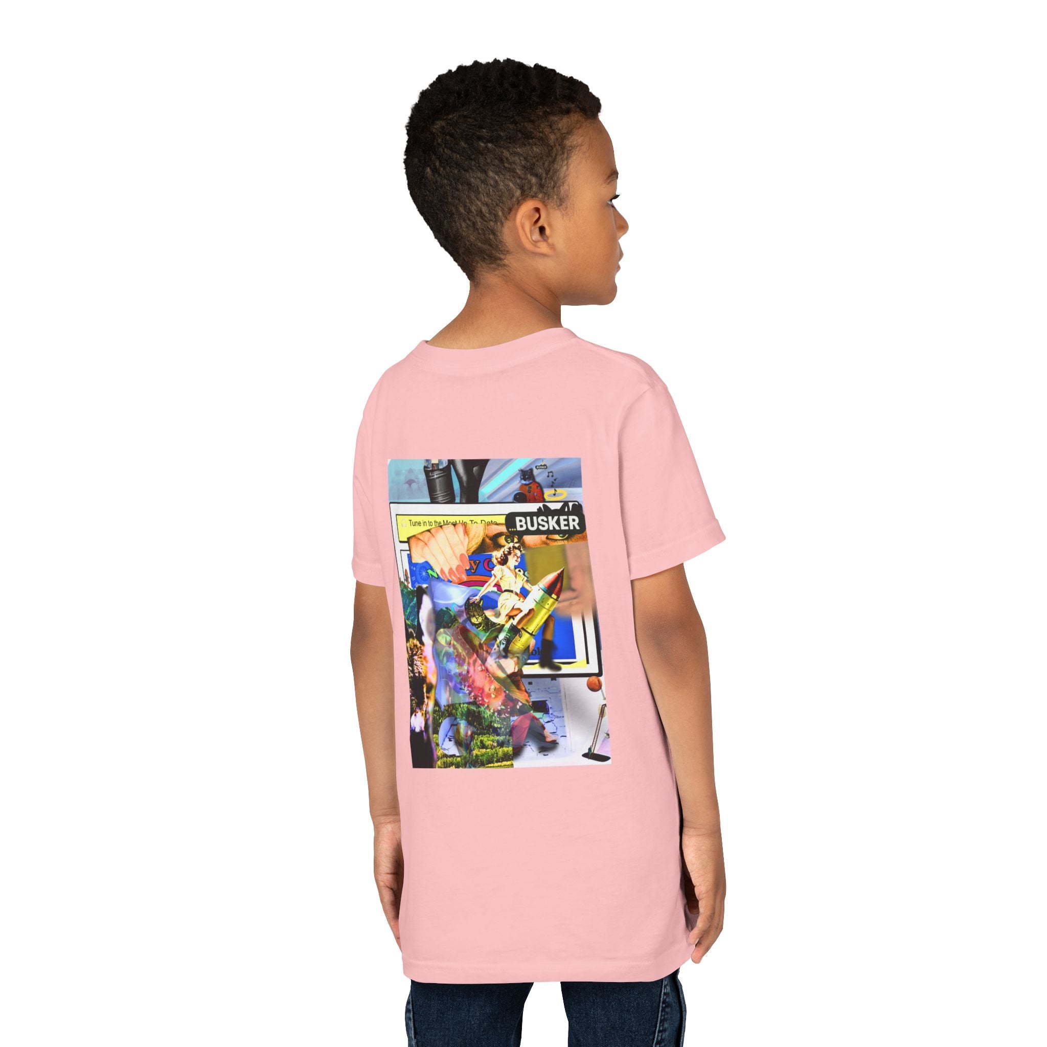 Colorful Youth Short Sleeve Tee - "Busker" Graphic Art Top