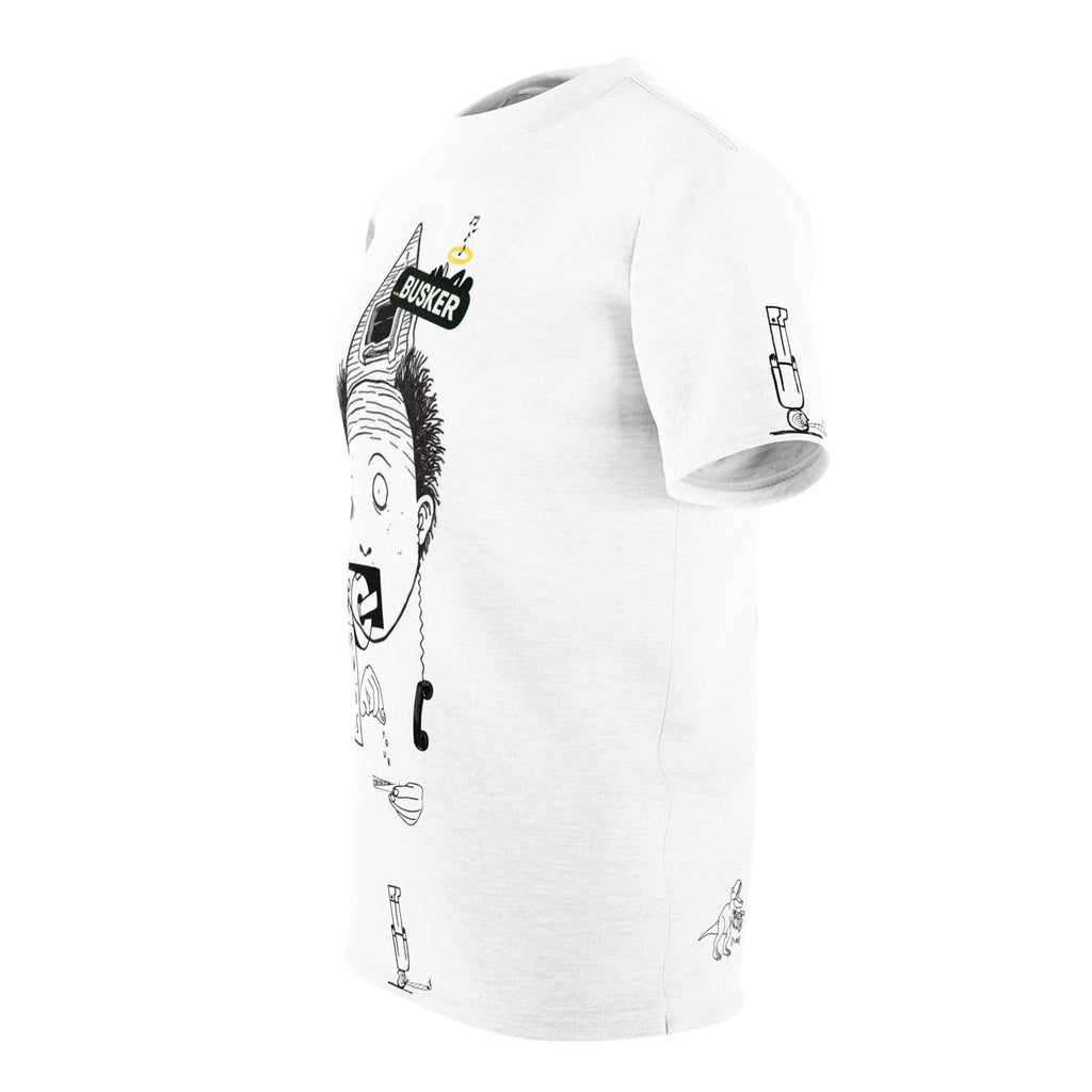 Whimsical Unisex Graphic Tee, Funny T-Shirt for Music Lovers, Unique Gift for Buskers, Street Performer Apparel, Quirky Art Shirt