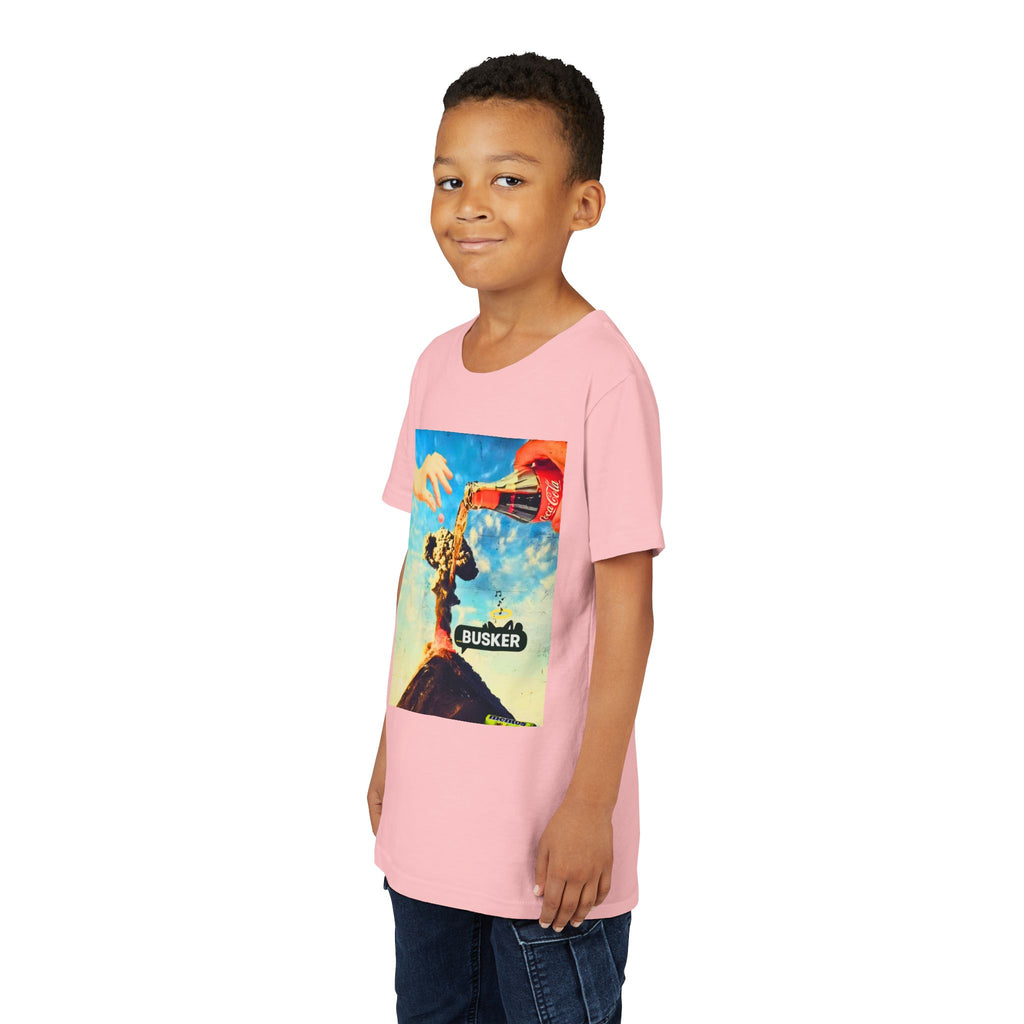 Busker Youth Short Sleeve Tee, Fun Summer Tee, Music Lover Gift, Kids Graphic T-Shirt, Festival Outfit, Creative Gift Idea