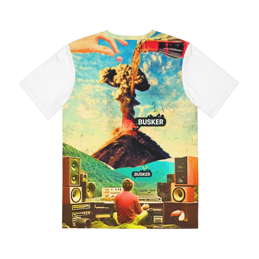 Vibrant Artistic Men's Tee, Music Lover Gift, Colorful Polyester Shirt, Unique Graphic T-Shirt, Trendy AOP Apparel