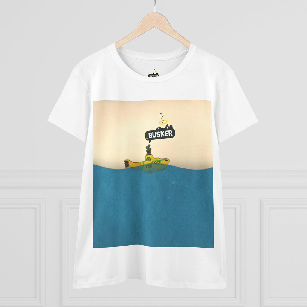 Busker Graphic Cotton Tee for Music Lovers, Vintage Style Summer Shirt, Perfect Gift for Concerts and Festivals, Casual Women's Top, [...]